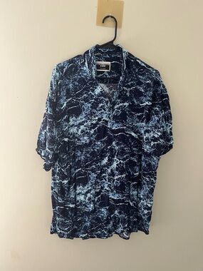 Jack & Jones Core Blue Marble Print Short Sleeve Shirt XL